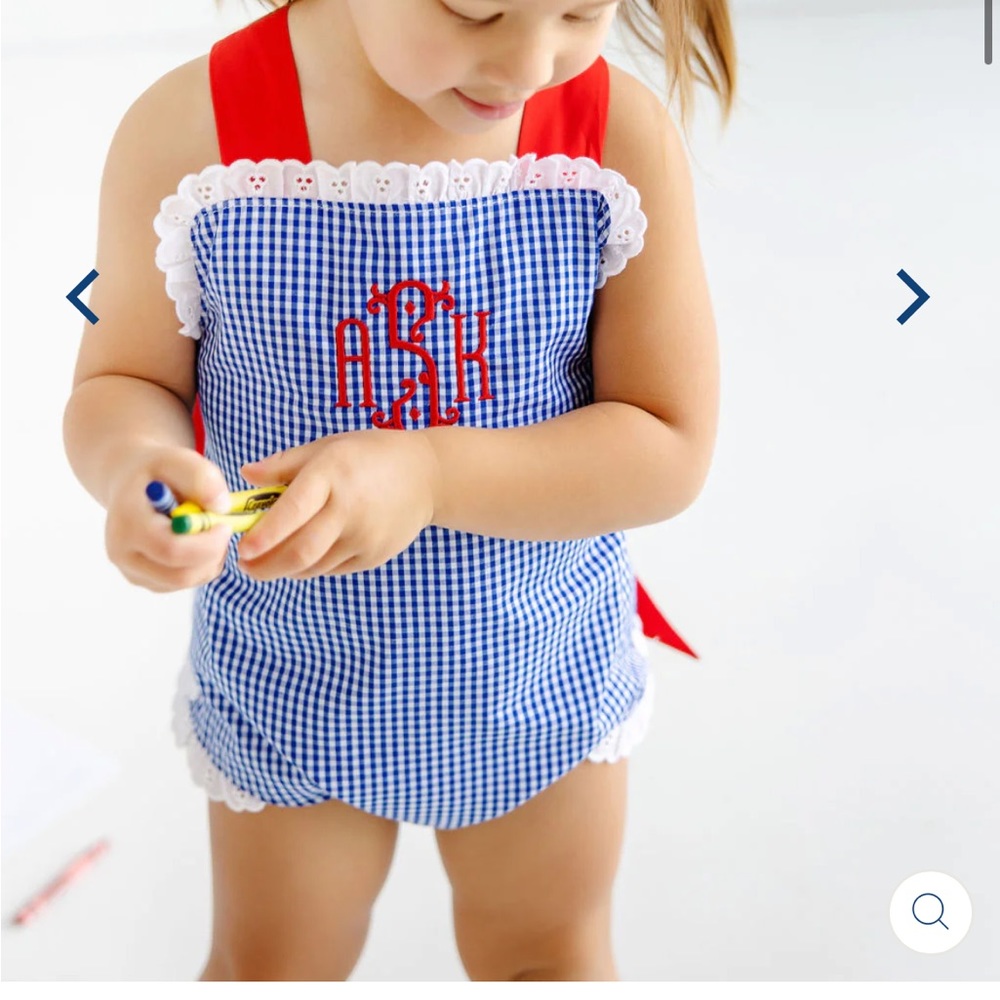 TBBC Sisi Sunsuit in Rockefeller Royal Mini Gingham With Richmond Red